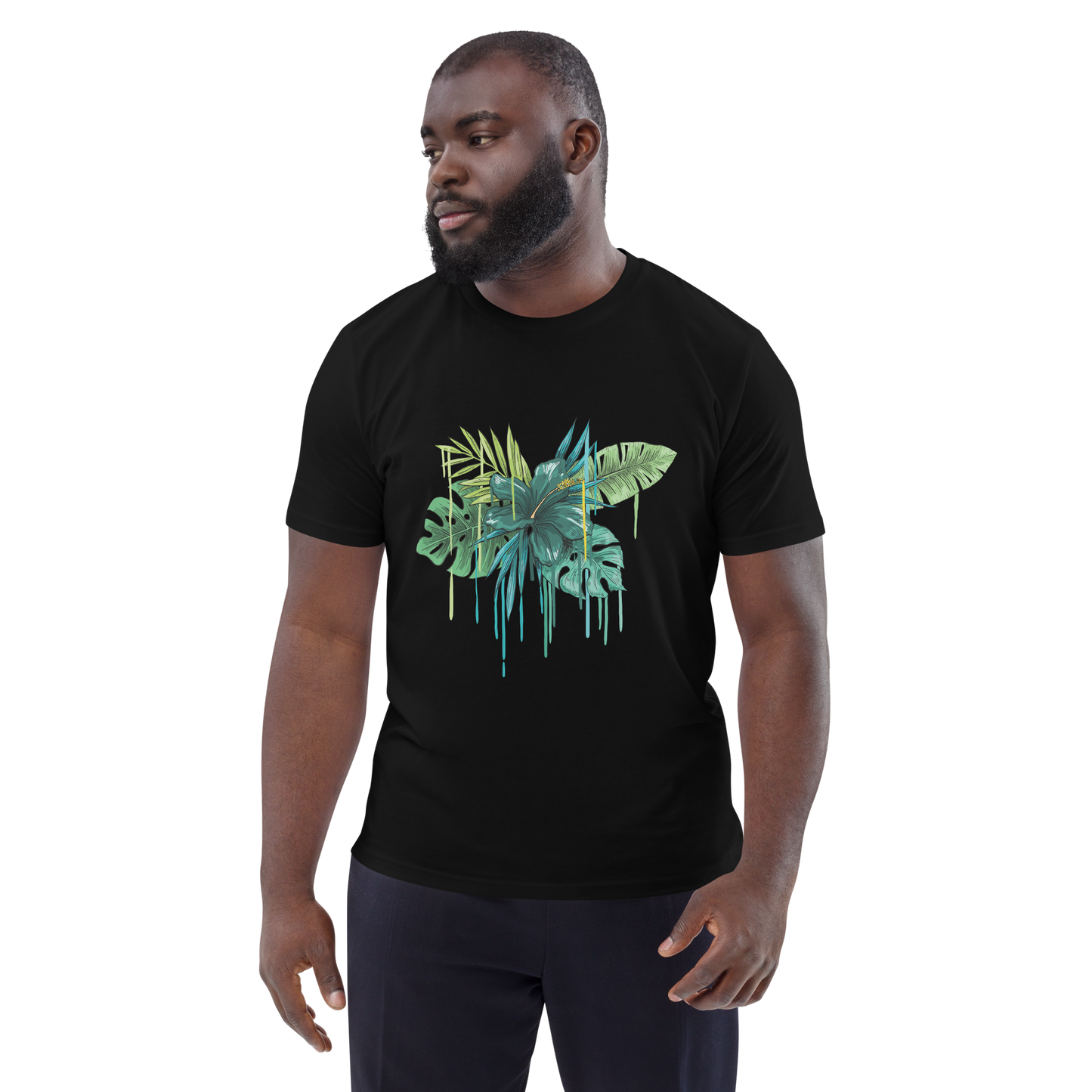 Tropical Drip Green Unisex Organic Cotton T-Shirt